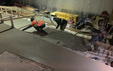 works pouring cement